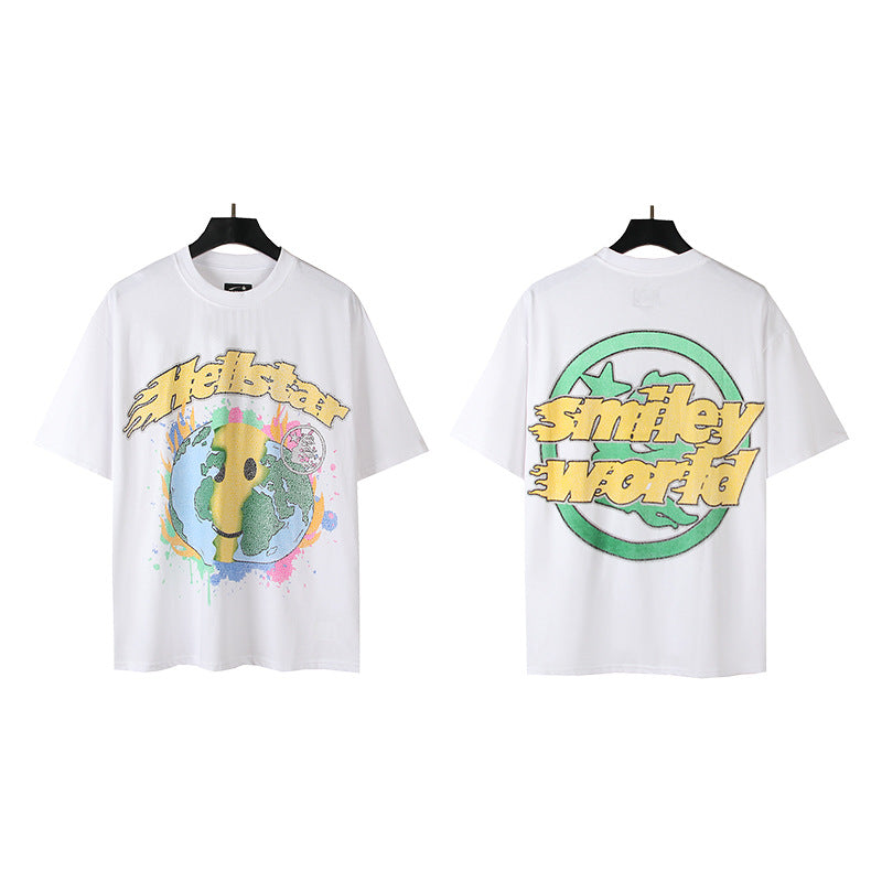 HS6008-1 High Street Hellstar Retro 100% Cotton Loose Short Sleeve T-shirt for Men and Women