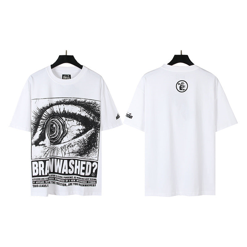 HS6008-1 High Street Hellstar Retro 100% Cotton Loose Short Sleeve T-shirt for Men and Women