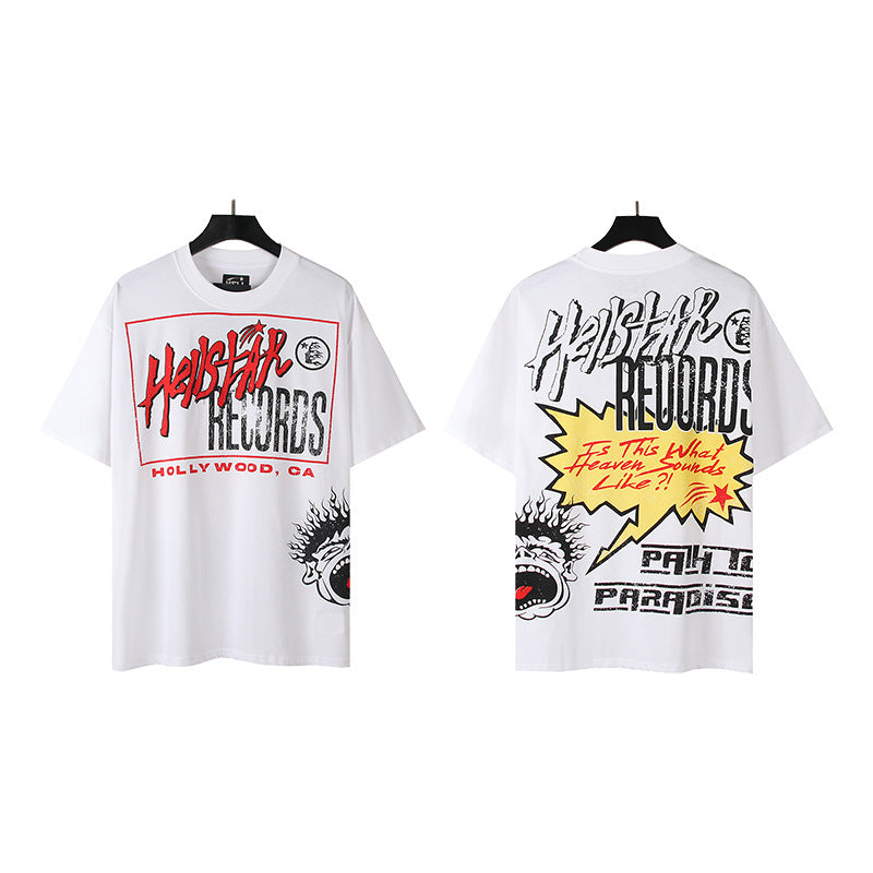 HS6008-1 High Street Hellstar Retro 100% Cotton Loose Short Sleeve T-shirt for Men and Women