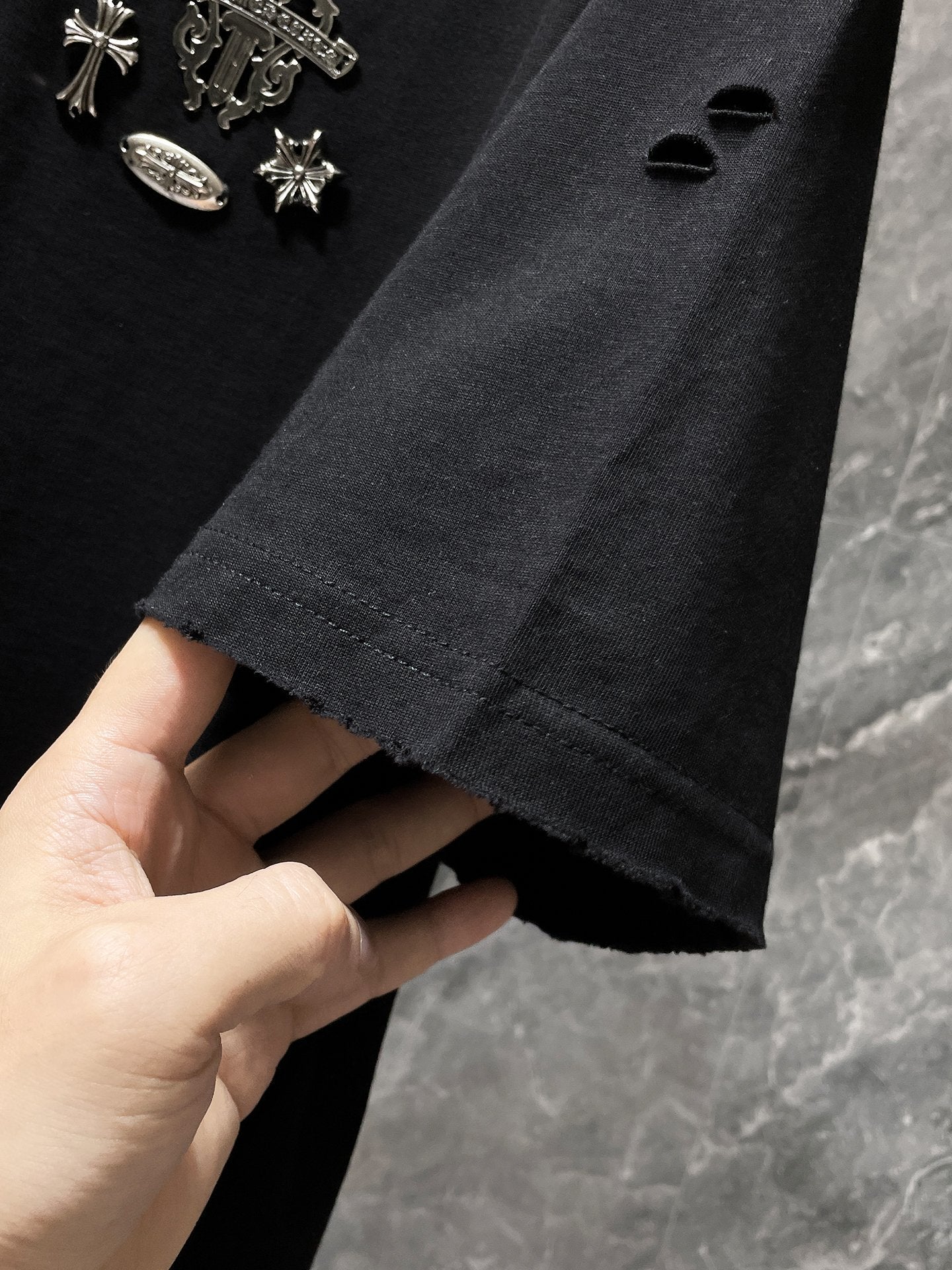 Chrome Hearts T-shirt Horseshoe Sanskrit Cross round Neck Short Sleeve