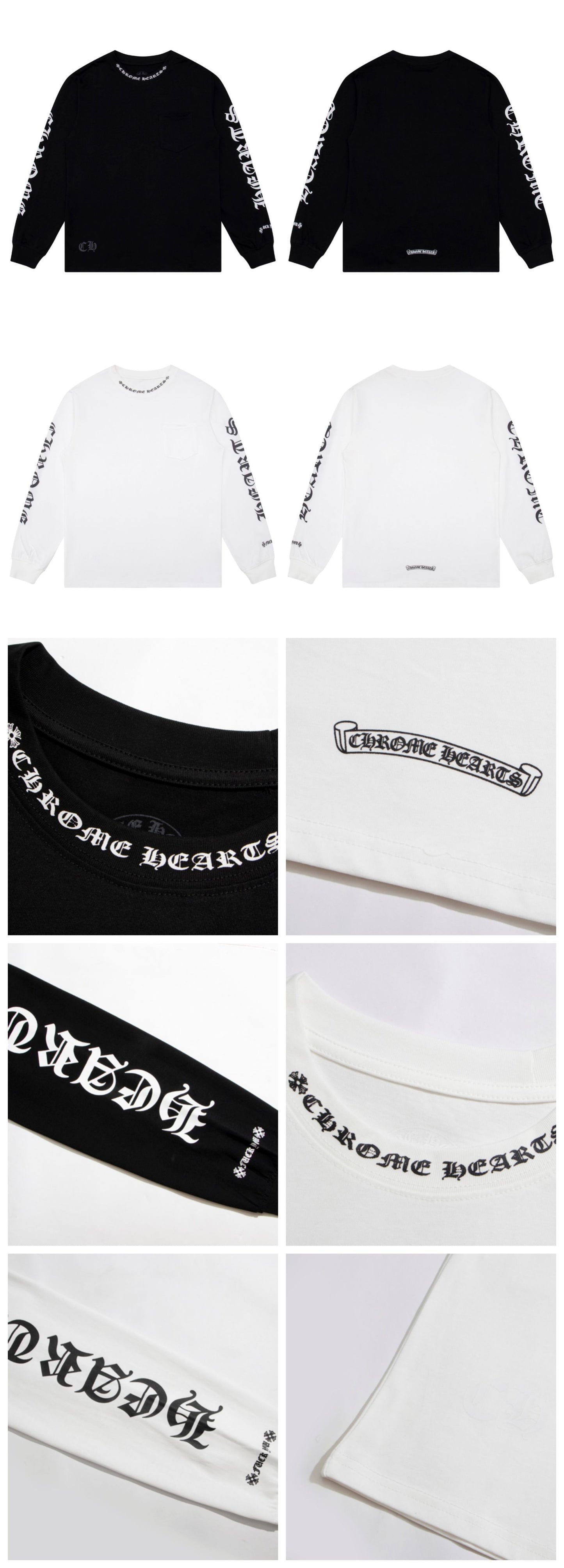 Chrome Hearts Double Yarn Pure Cotton Unisex Printed Long Sleeve T-Shirt