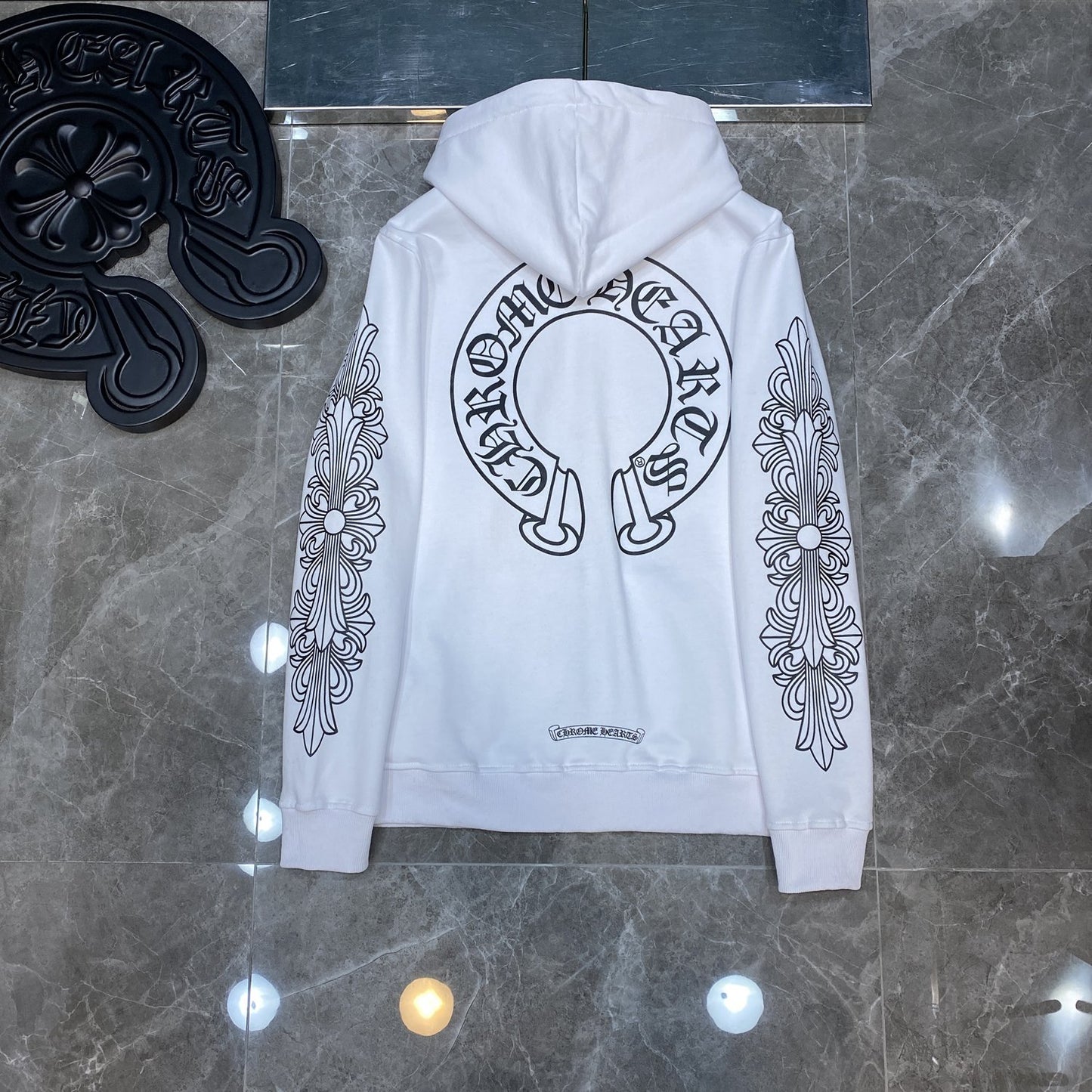 Cross-border Crook Chrome Heart Reel logo Minimalist Hooded Sweatshirt Men's and Women's Zipper Hoodie Cardigan