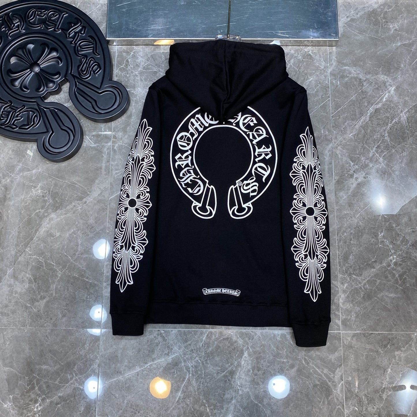 Cross-border Crook Chrome Heart Reel logo Minimalist Hooded Sweatshirt Men's and Women's Zipper Hoodie Cardigan