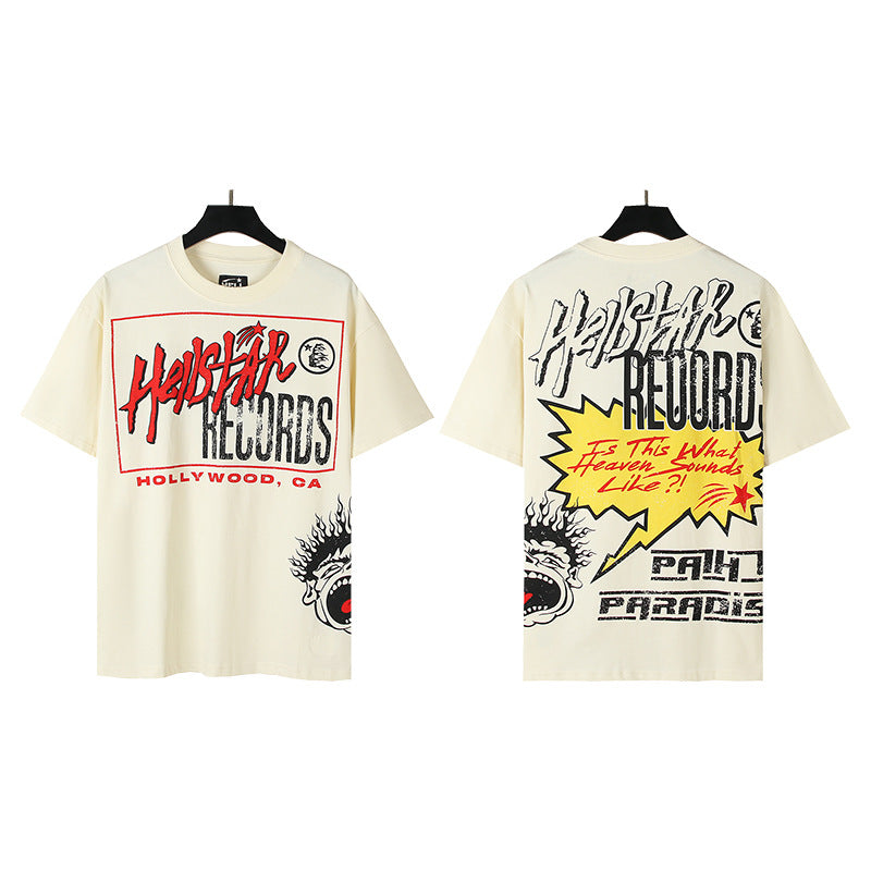 HS6008-1 High Street Hellstar Retro 100% Cotton Loose Short Sleeve T-shirt for Men and Women