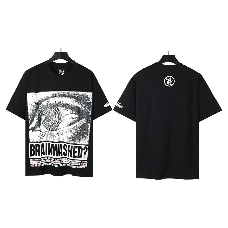 HS6008-1 High Street Hellstar Retro 100% Cotton Loose Short Sleeve T-shirt for Men and Women