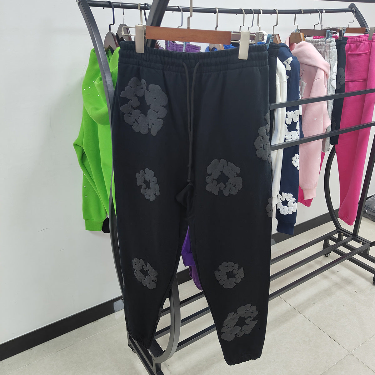 DENIM Puffy Printed 430gsm 100% Cotton Long Pants Sweater for women and men