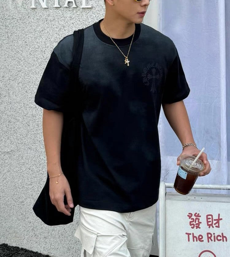Chrome Hearts T-shirt Horseshoe Sanskrit Cross round Neck Short Sleeve