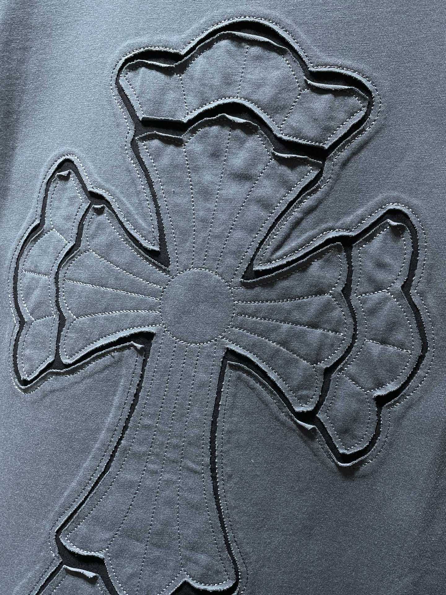 Chrome Hearts Embroidery Hollow Cross Double Yarn Short Sleeve T-shirt