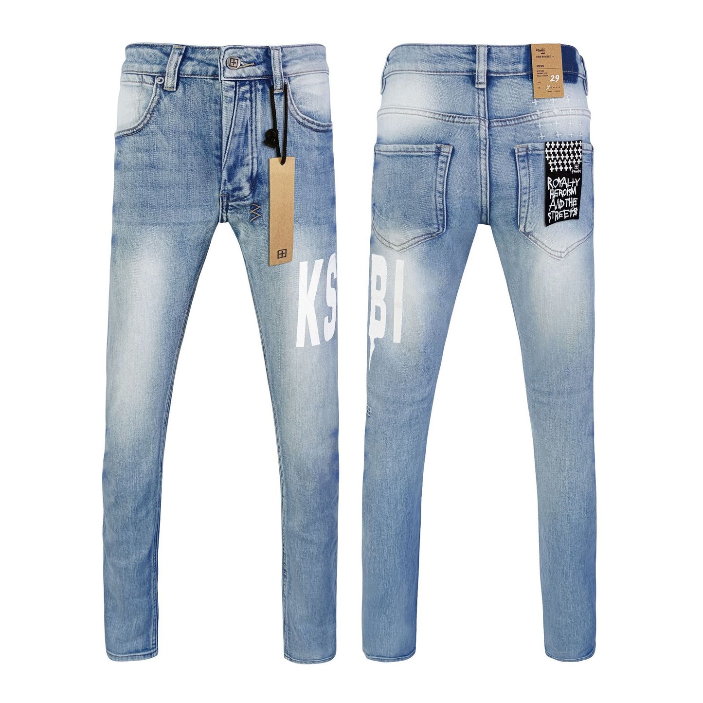 Ksb301 Jeans Straight Ripped Stretch American High Street Casual Men's Jeans