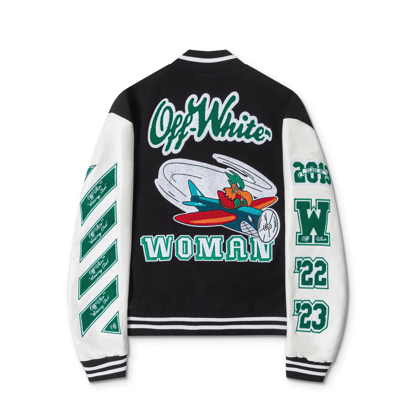 Off-White Patchwork Baseball Jacket Unisex Youth Street Fashion Jacket Coat