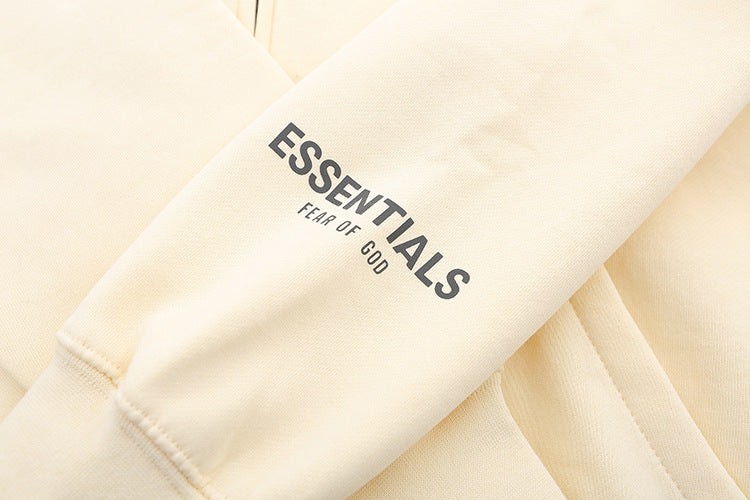 ESS Silicone Letter Zipper Fleece-lined100% Cotton Hooded Sweater