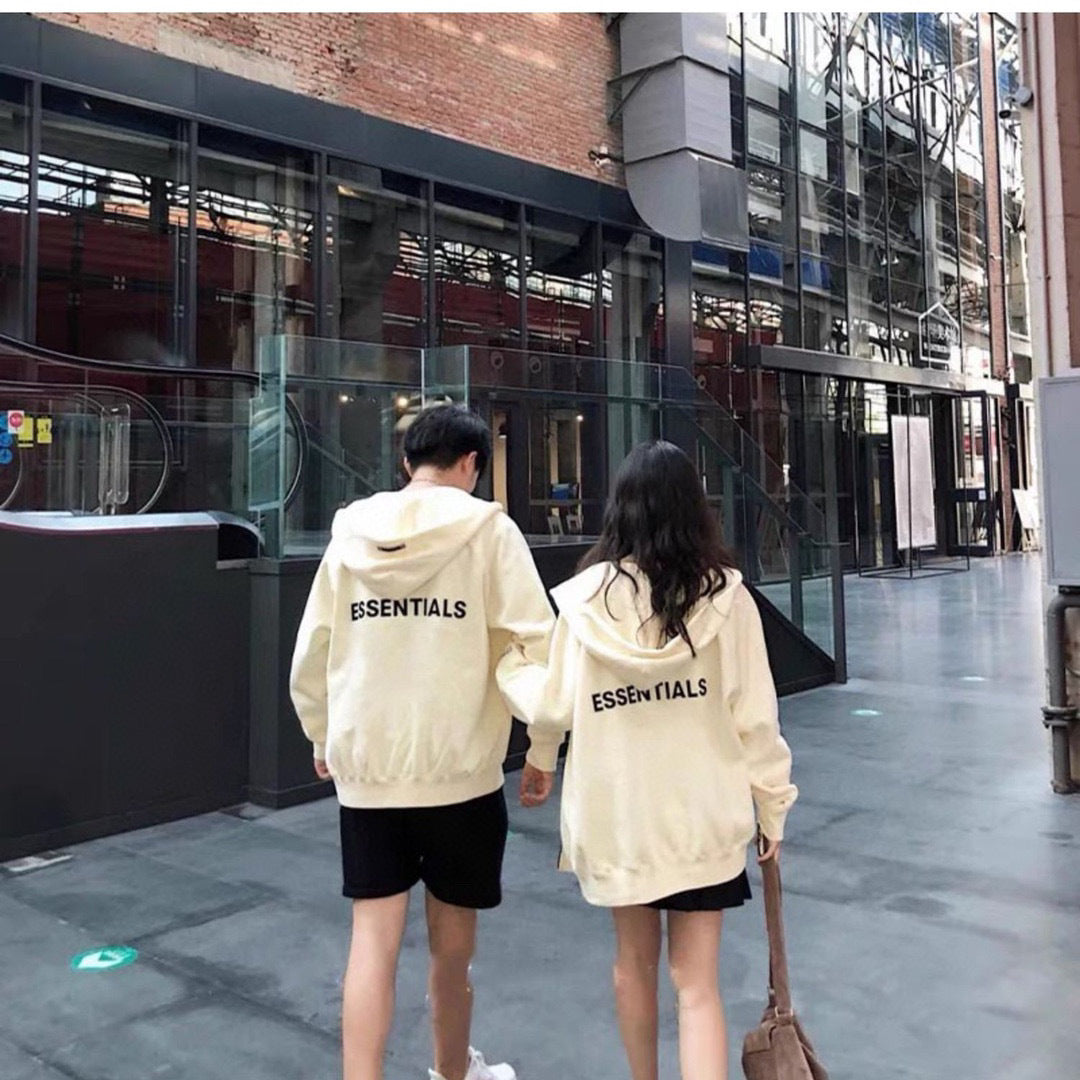 ESS Silicone Letter Zipper Fleece-lined100% Cotton Hooded Sweater