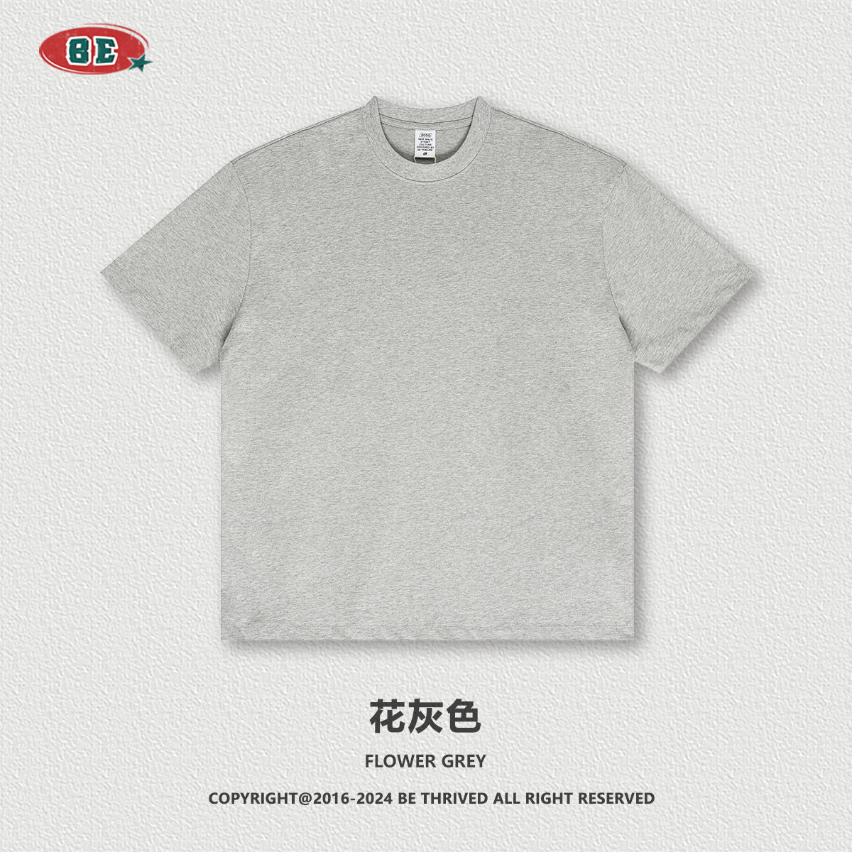 Be Men's 2024 Spring and Summer 305G Heavy T-shirt Men's American Cotton Fashion Brand Solid Color Short Sleeve Teen T-shirt