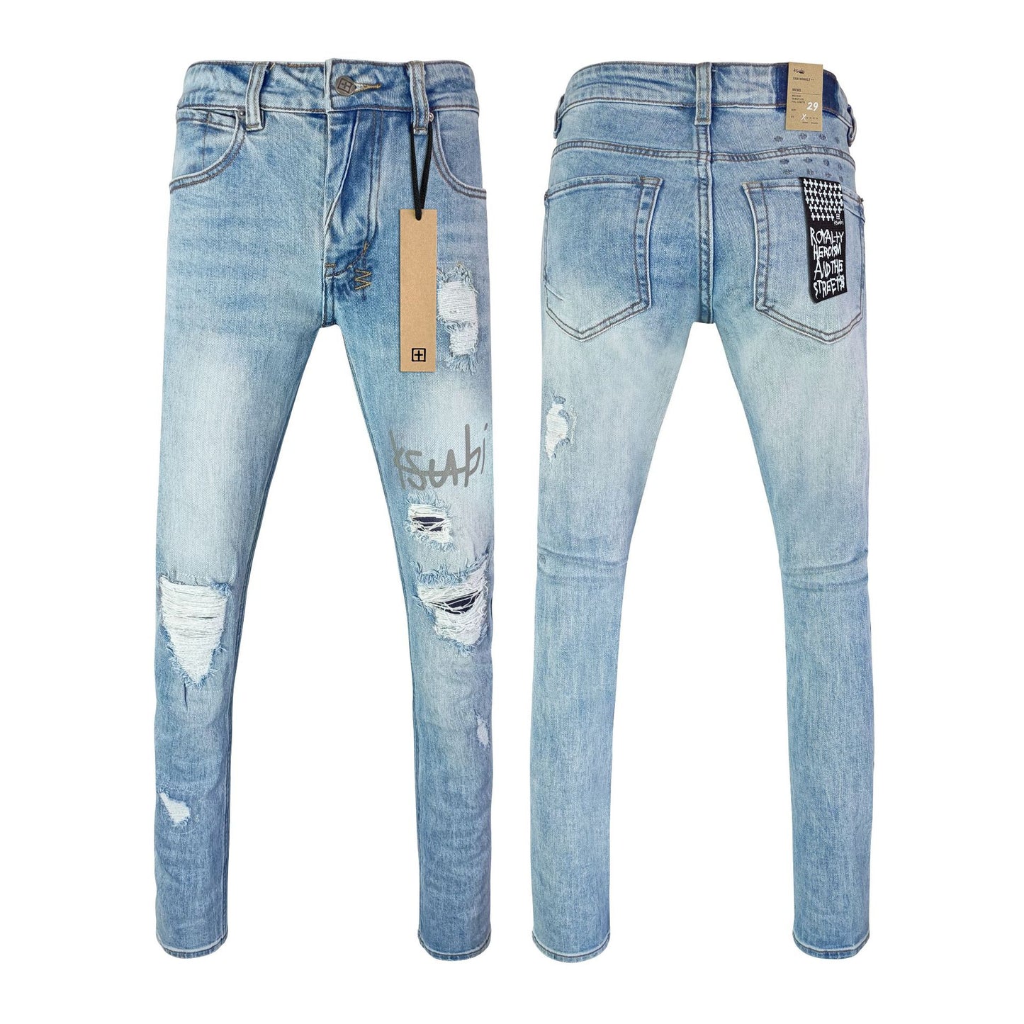 Ksubi001 Jeans Straight Ripped Stretch American High Street Casual Men's Jeans