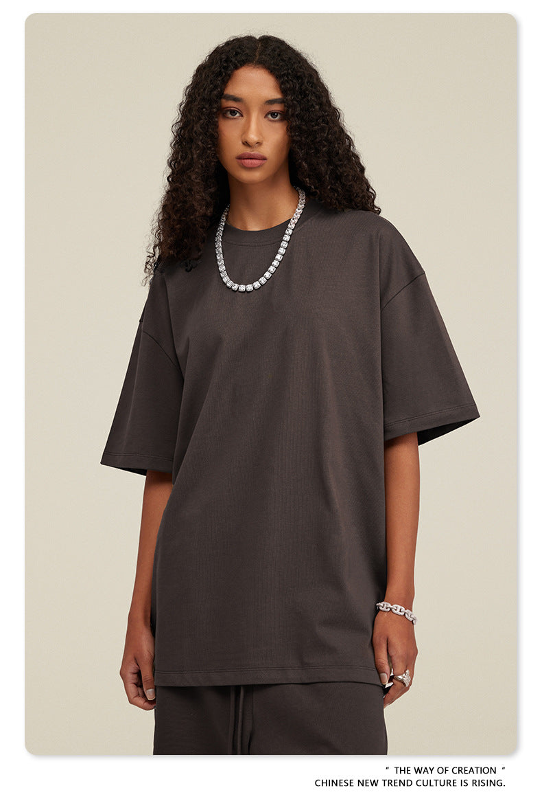 Be Men's 2024 Spring and Summer 305G Heavy T-shirt Men's American Cotton Fashion Brand Solid Color Short Sleeve Teen T-shirt