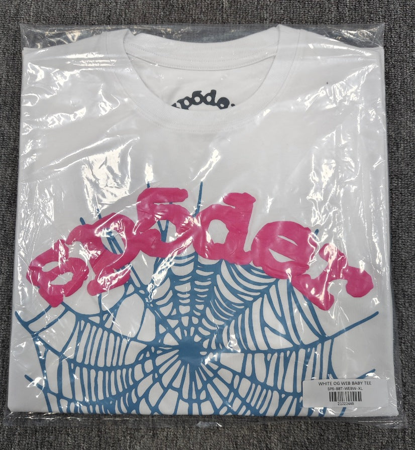 SP4001 sp5der T-shirt Letter Spider Web Short Sleeve Men's T-shirt
