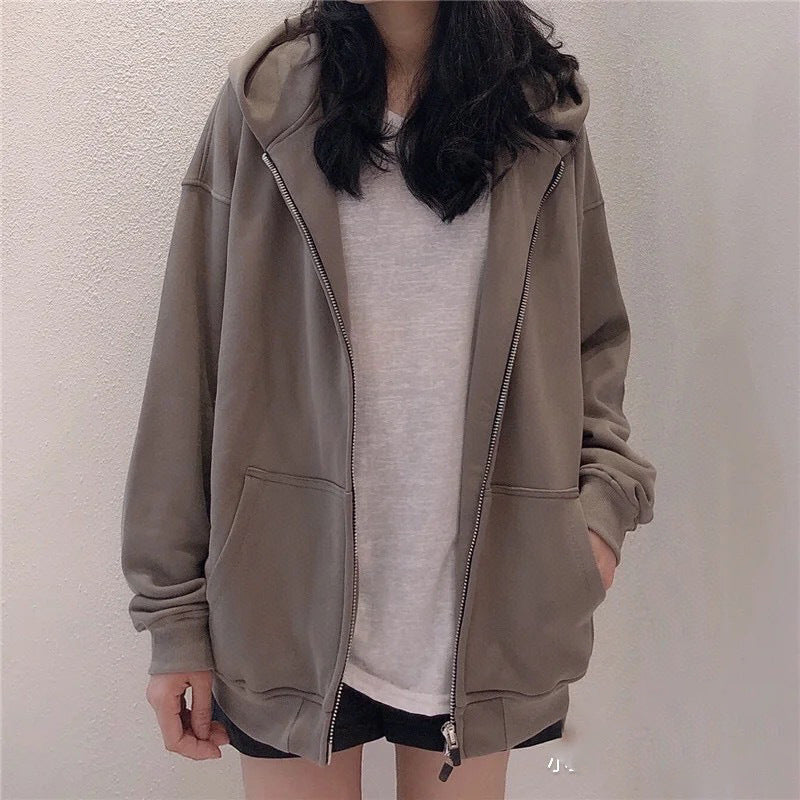 ESS Silicone Letter Zipper Fleece-lined100% Cotton Hooded Sweater