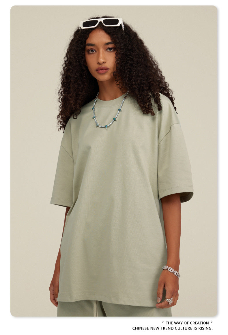 Be Men's 2024 Spring and Summer 305G Heavy T-shirt Men's American Cotton Fashion Brand Solid Color Short Sleeve Teen T-shirt