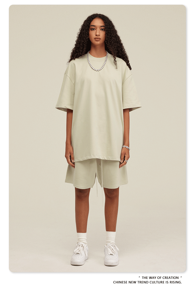 Be Men's 2024 Spring and Summer 305G Heavy T-shirt Men's American Cotton Fashion Brand Solid Color Short Sleeve Teen T-shirt