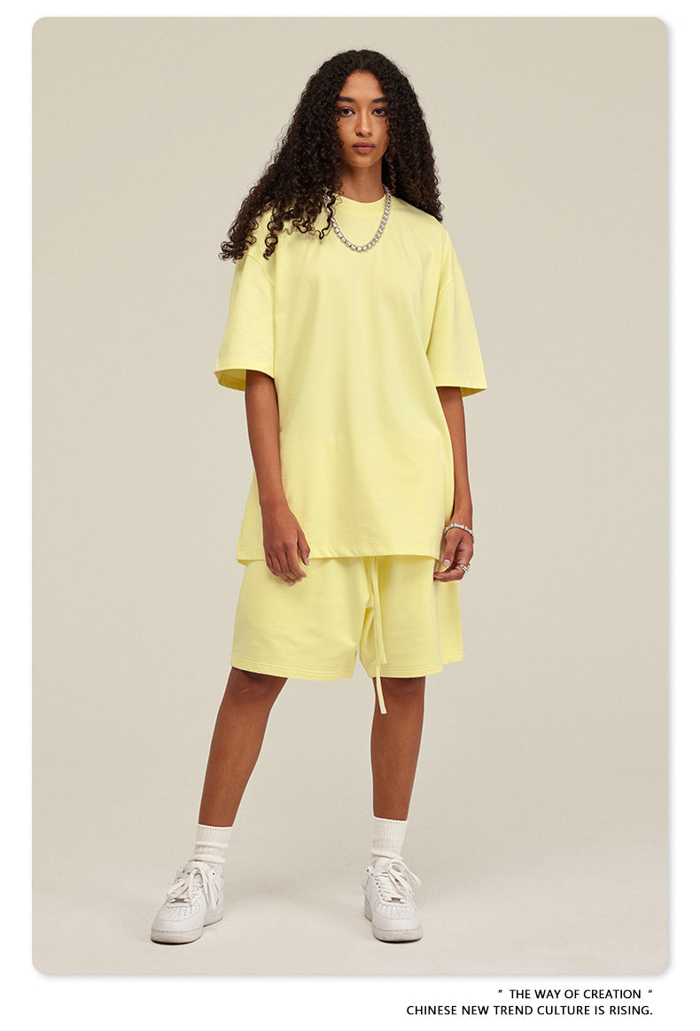 Be Men's 2024 Spring and Summer 305G Heavy T-shirt Men's American Cotton Fashion Brand Solid Color Short Sleeve Teen T-shirt