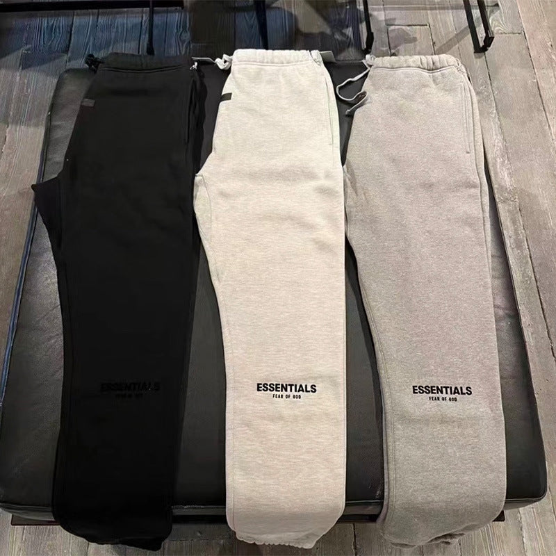 SS22 Top ESS **Fog Ankle-Tied Flocking Fear of God Essentials Sweatpants