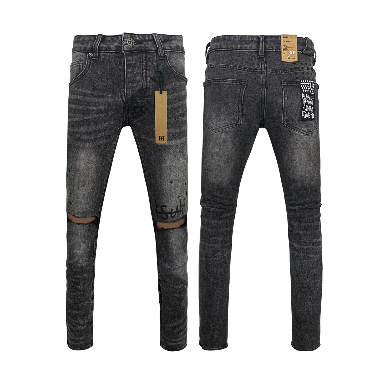Ksubi001 Jeans Straight Ripped Stretch American High Street Casual Men's Jeans