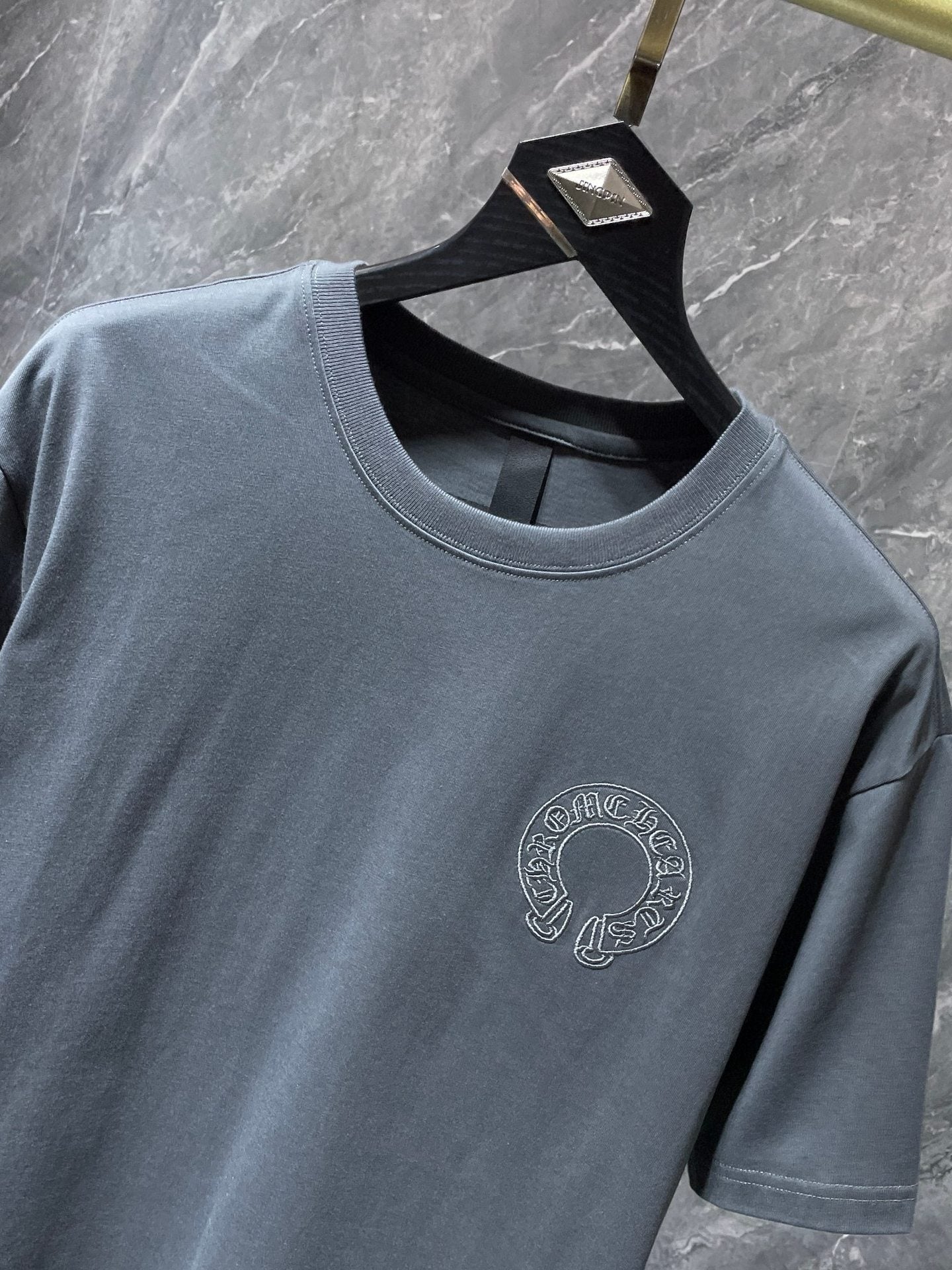 Chrome Hearts Embroidery Hollow Cross Double Yarn Short Sleeve T-shirt