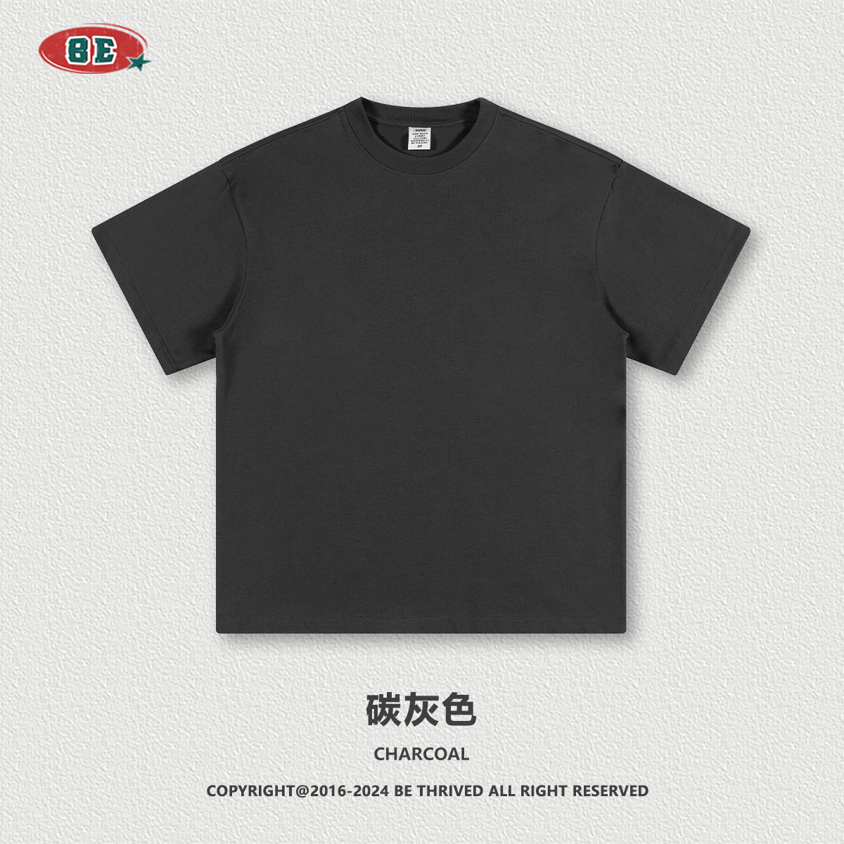 Be Men's 2024 Spring and Summer 305G Heavy T-shirt Men's American Cotton Fashion Brand Solid Color Short Sleeve Teen T-shirt