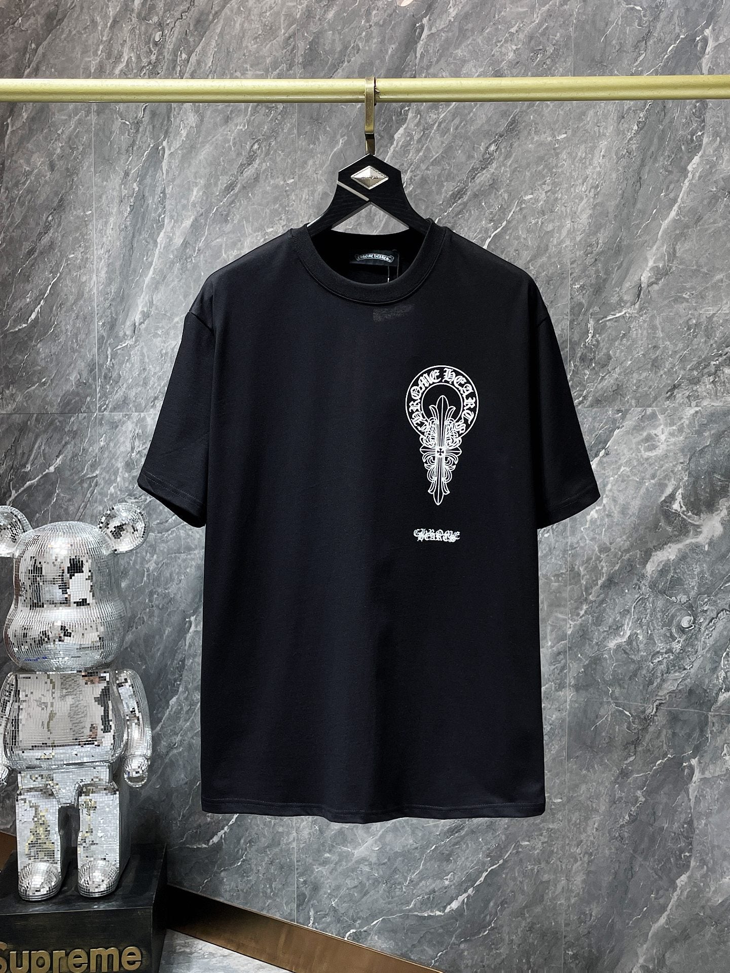 Chrome Hearts T-shirt Horseshoe Sanskrit Cross round Neck Short Sleeve