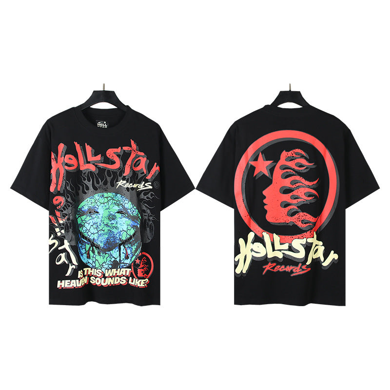 HS6008 High Street Hellstar Retro 100% Cotton Loose Short Sleeve T-shirt for Men and Women