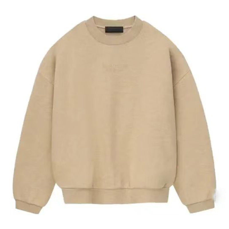 ESS Letter Fog Loose Fleece-lined Crew Neck Pullover Sweatshirt American Fashion Brand Men