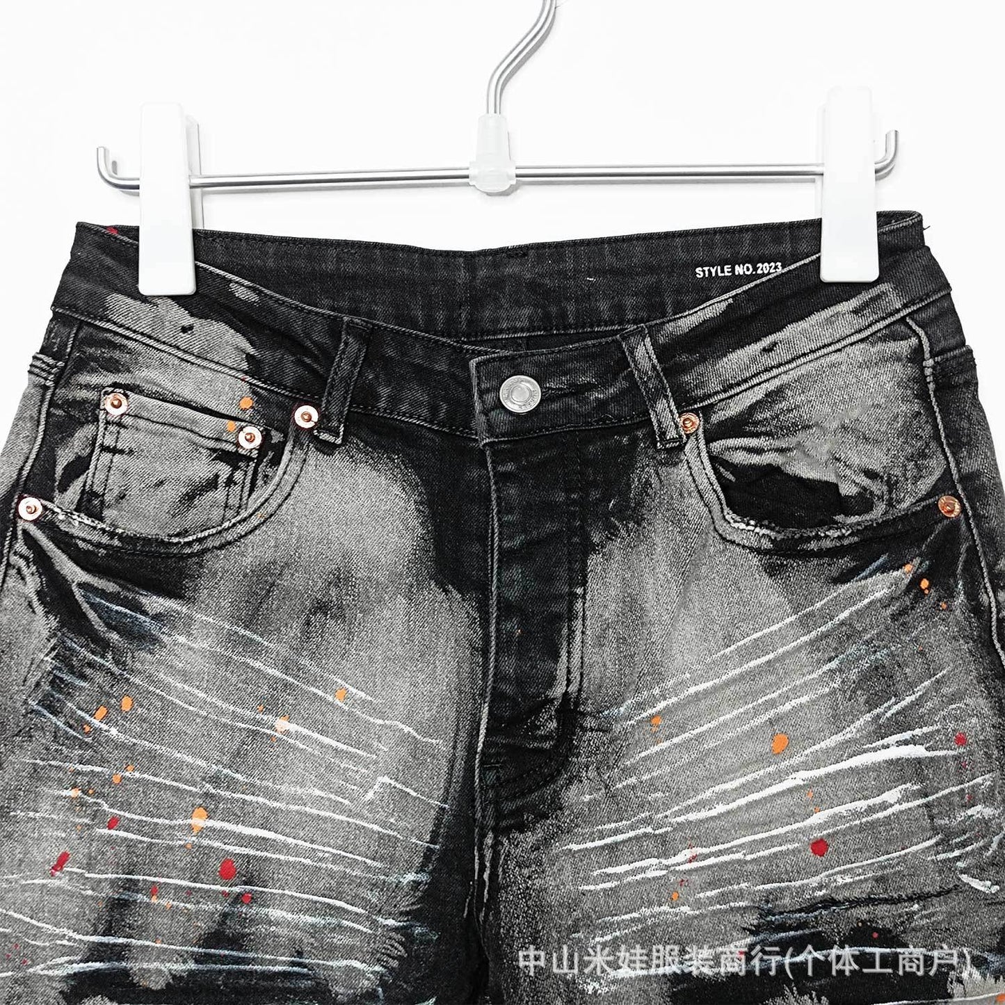 Purple Jeans Splatter Ink Black Jeans