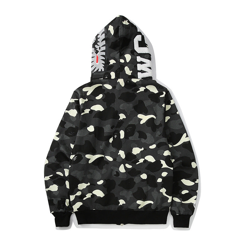 Bp5012 BAPE classic multi-color embroidery hooded cardigan