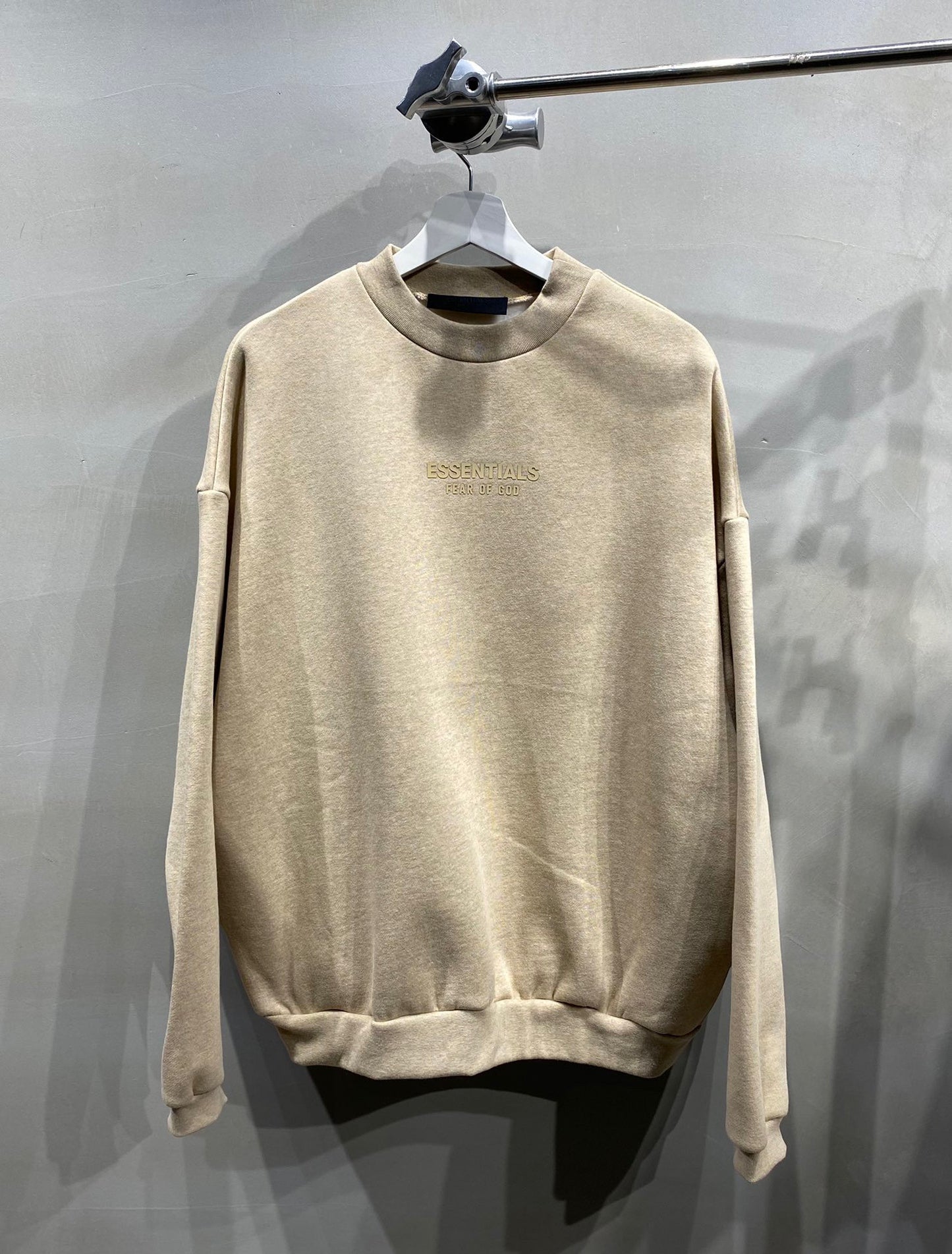 ESS Letter Fog Loose Fleece-lined Crew Neck Pullover Sweatshirt American Fashion Brand Men