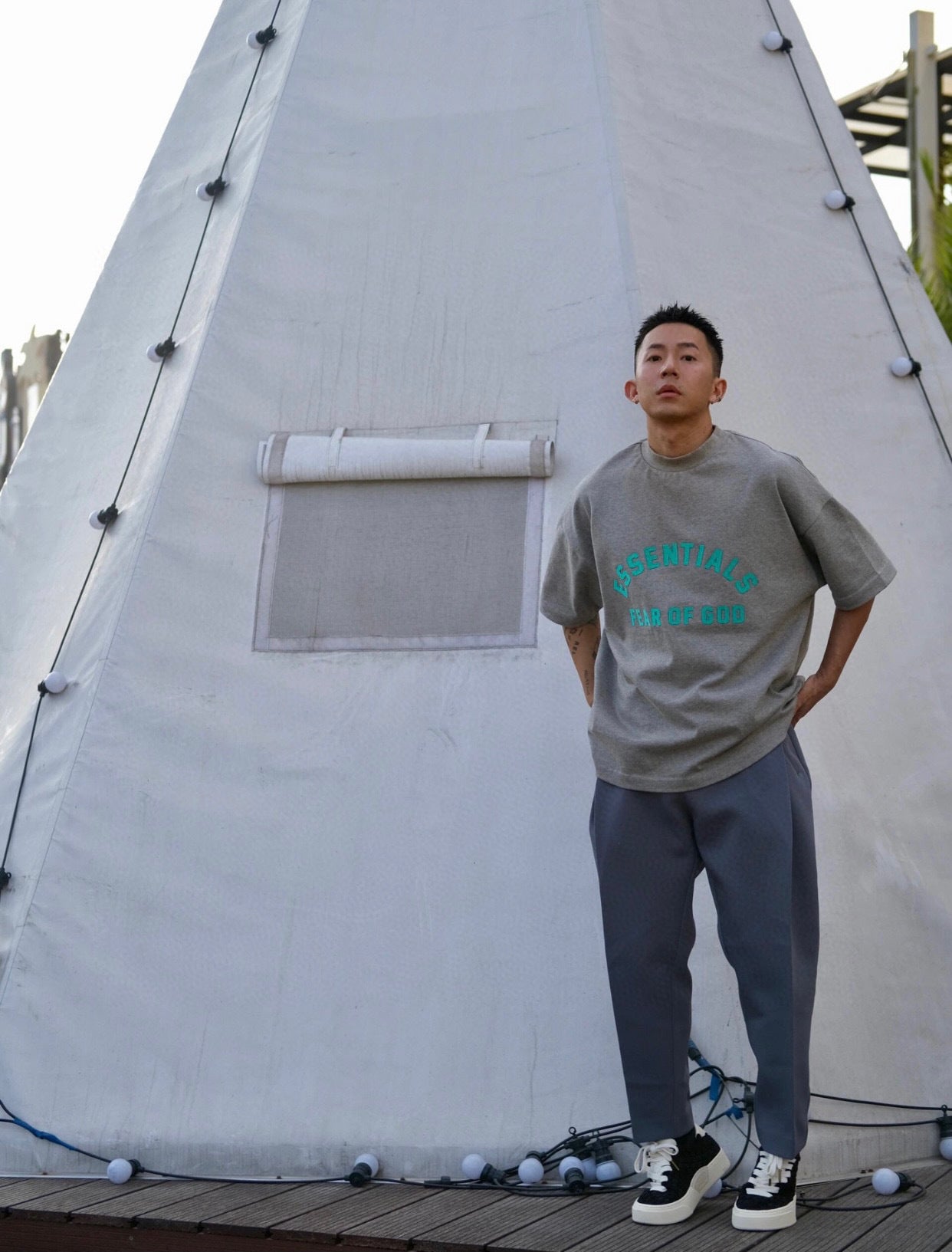 ESS **Half Arc 24ss Spring Silicone Letter 380gsm Heavy Crew Neck 100% Cotton Short Sleeve T-shirt