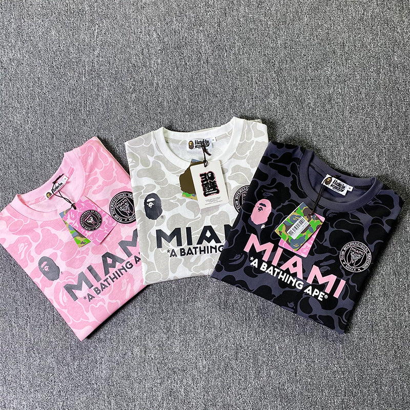 BAPE Sports Short-Sleeved T-shirt Ape Joint Name Miami Miami