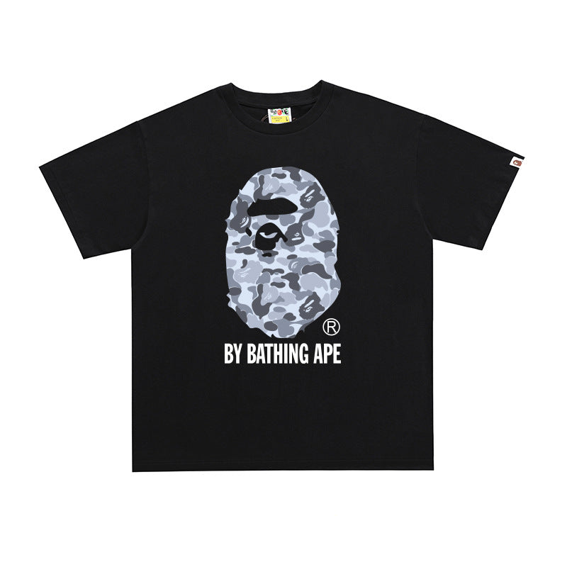 BP2001 Bape Original  Street Cotton Loose Couple Casual T-shirt Short Sleeve Shirt
