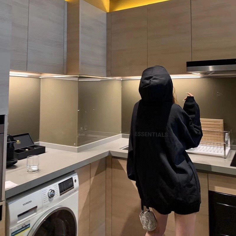 ESS Silicone Letter Zipper Fleece-lined100% Cotton Hooded Sweater