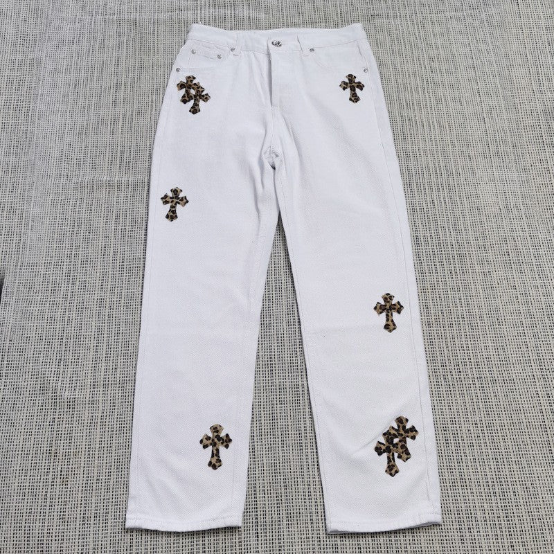 Chrome Hearts Jeans Color Leather Black Washed Jeans