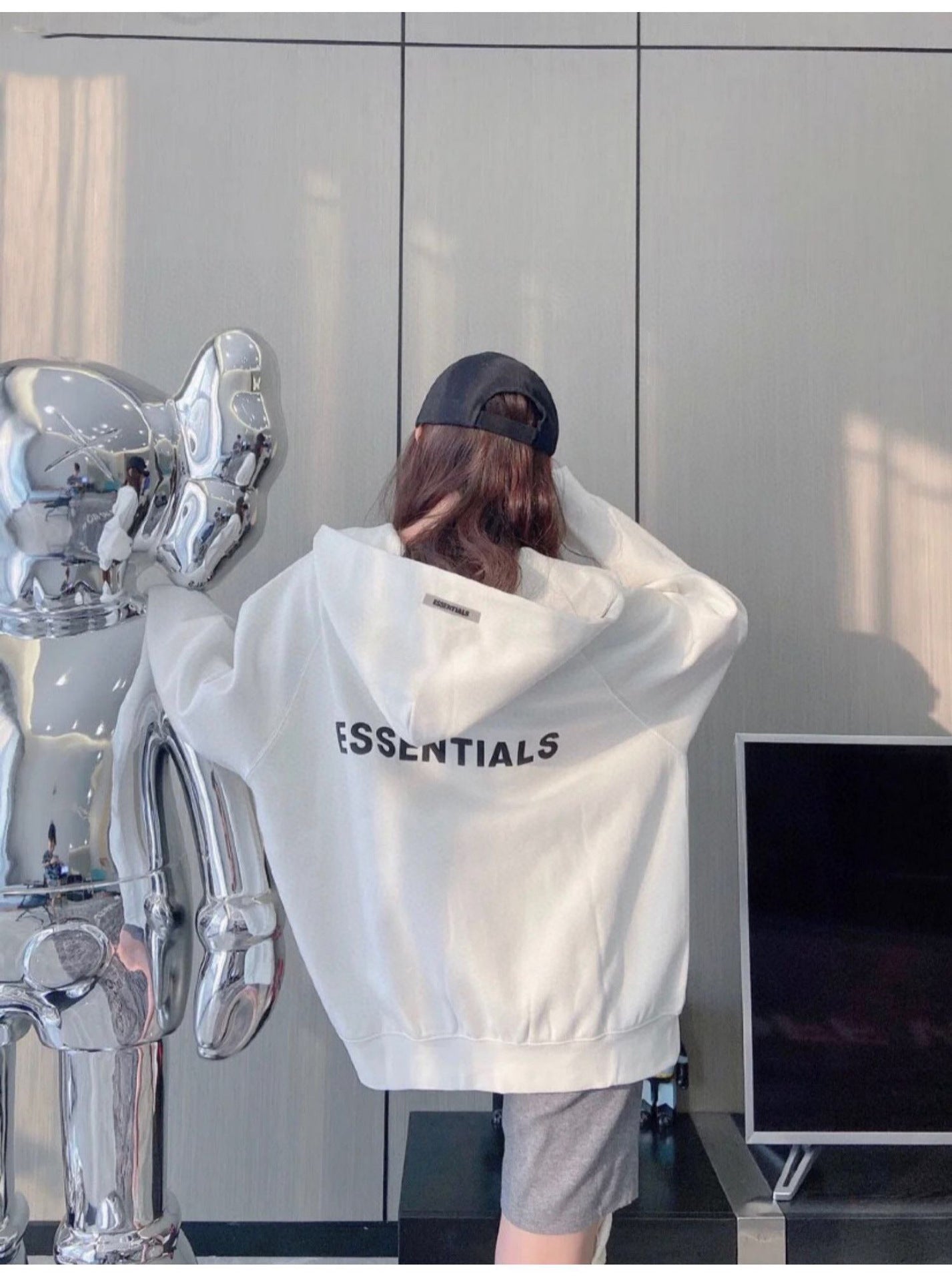 ESS Silicone Letter Zipper Fleece-lined100% Cotton Hooded Sweater