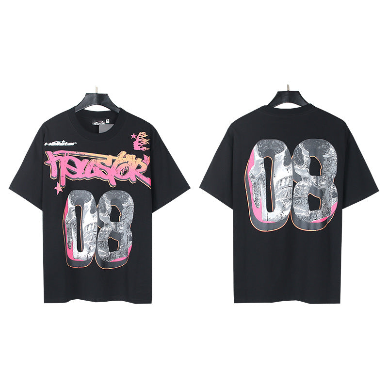 HS6008 High Street Hellstar Retro 100% Cotton Loose Short Sleeve T-shirt for Men and Women