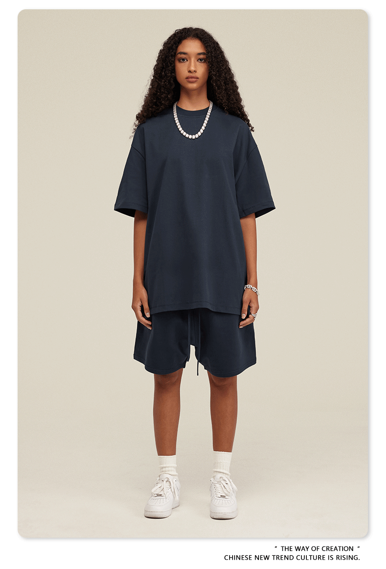 Be Men's 2024 Spring and Summer 305G Heavy T-shirt Men's American Cotton Fashion Brand Solid Color Short Sleeve Teen T-shirt