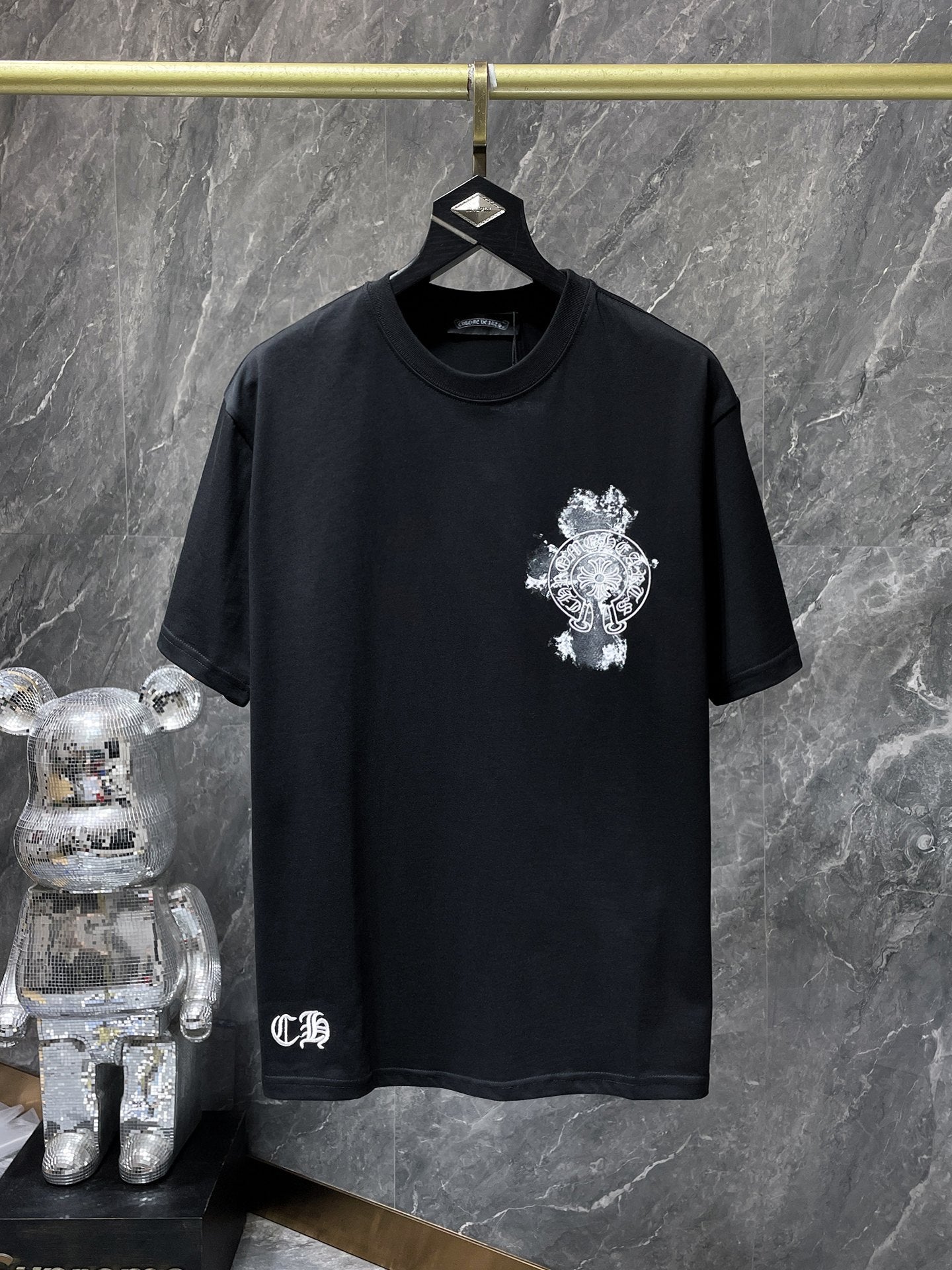 Chrome Hearts T-shirt Horseshoe Sanskrit Cross round Neck Short Sleeve