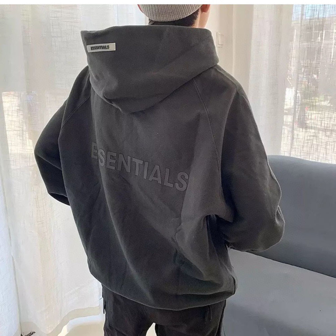 ESS Silicone Letter Zipper Fleece-lined100% Cotton Hooded Sweater