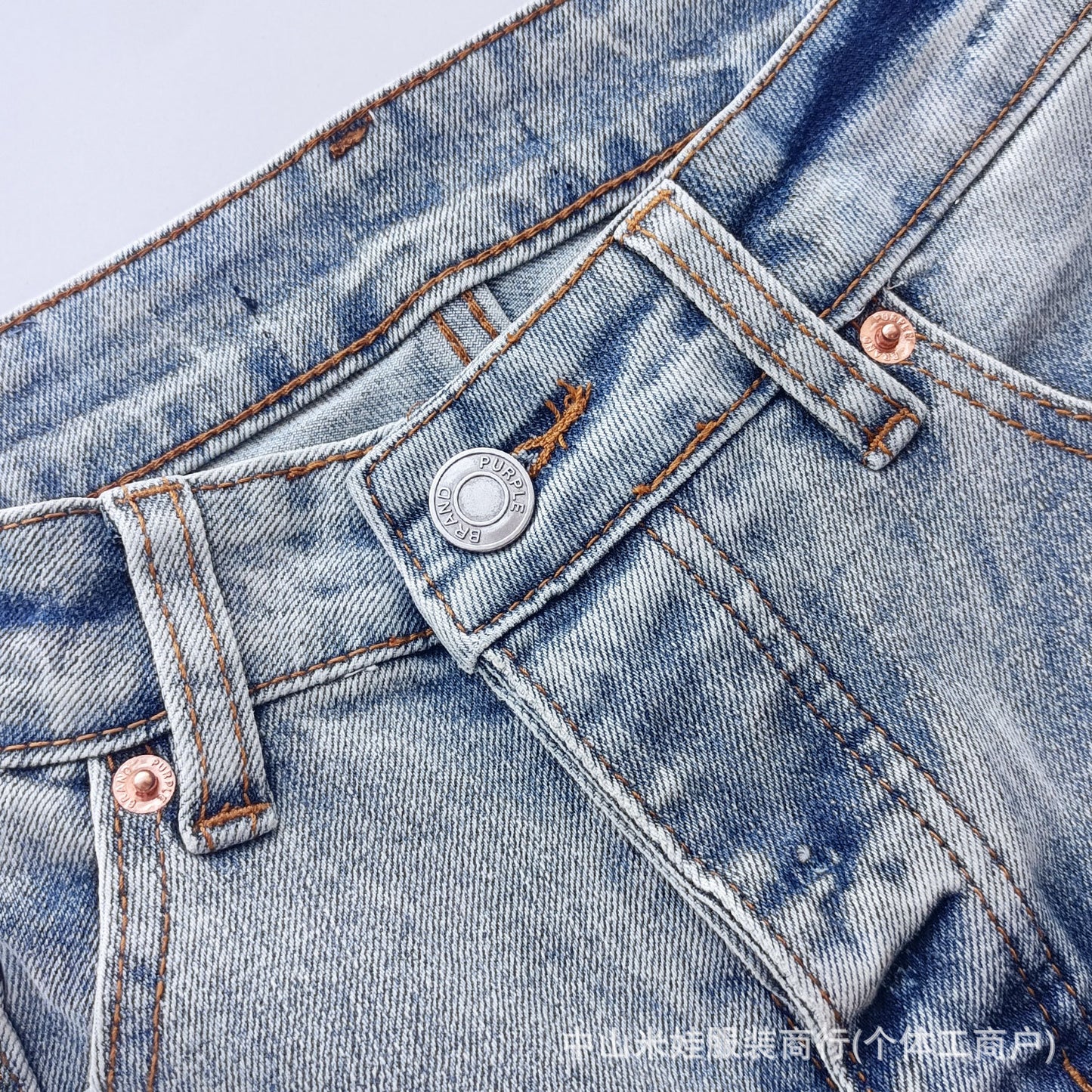 Pp6610 Purple Jeans American Style Hip Hop Ripped Splash-Ink Jeans