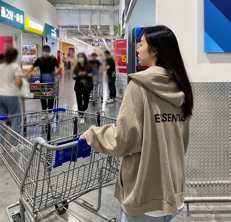 ESS Silicone Letter Zipper Fleece-lined100% Cotton Hooded Sweater