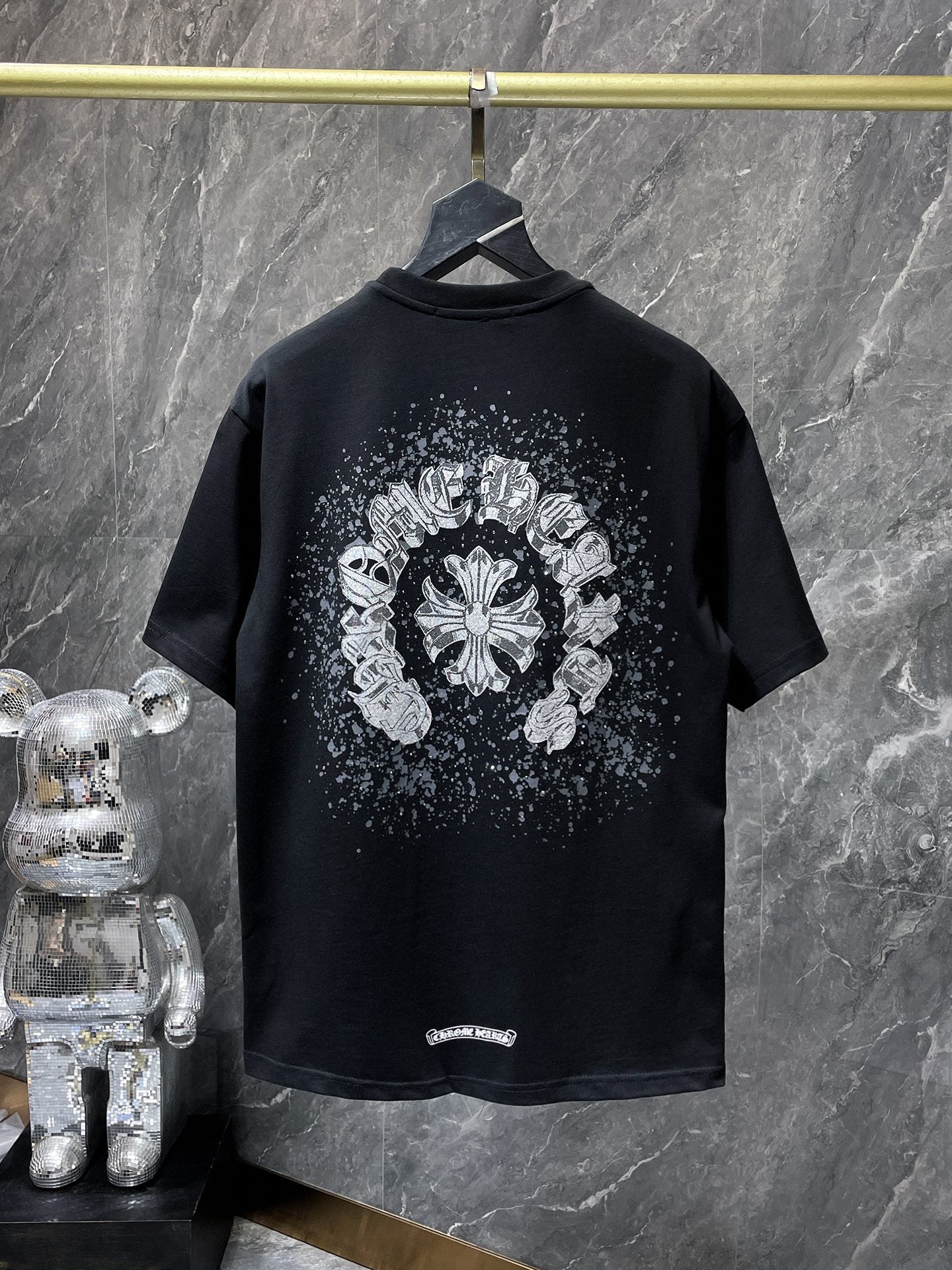 Chrome Hearts T-shirt Horseshoe Sanskrit Cross round Neck Short Sleeve