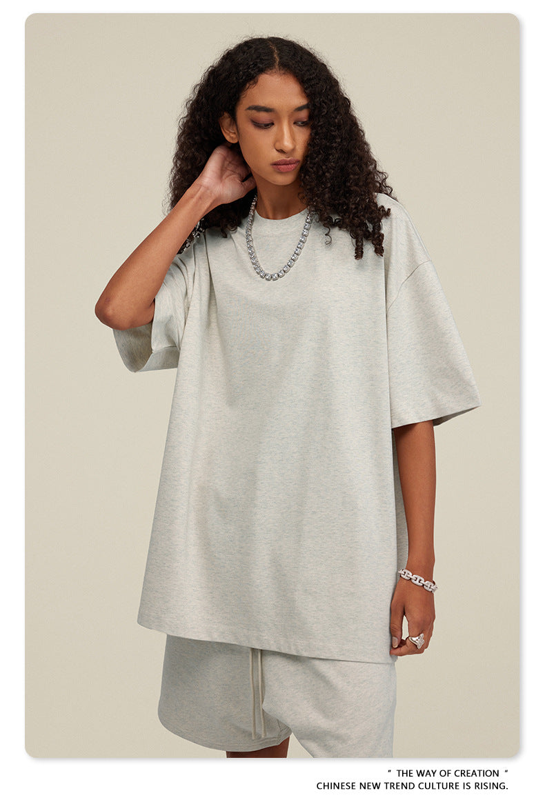 Be Men's 2024 Spring and Summer 305G Heavy T-shirt Men's American Cotton Fashion Brand Solid Color Short Sleeve Teen T-shirt