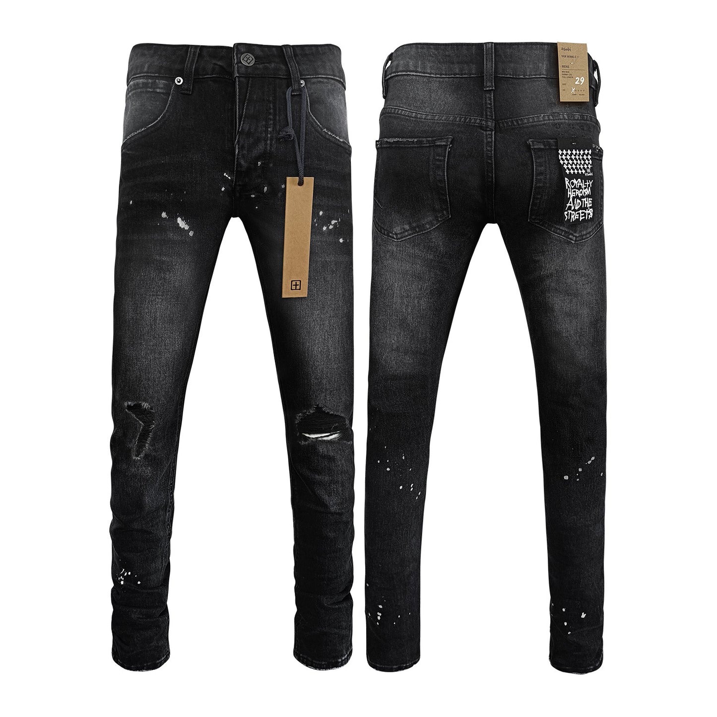 KSB901 Jeans straight-leg Ripped Stretch American High Street Casual Men's Jeans