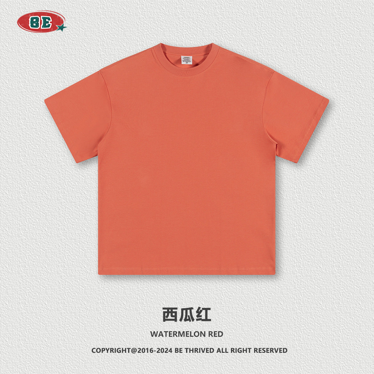 Be Men's 2024 Spring and Summer 305G Heavy T-shirt Men's American Cotton Fashion Brand Solid Color Short Sleeve Teen T-shirt